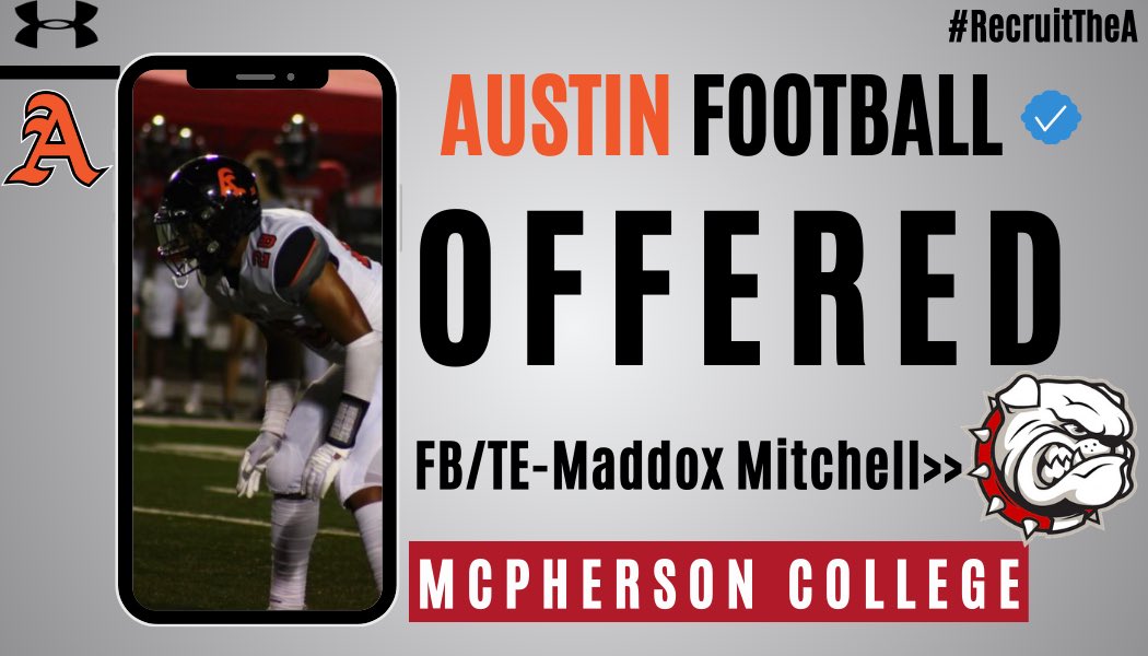 Congratulations to Maddox Mitchell (<a href="/Maddox_M28/">Maddox Mitchell</a>) on earning an OFFER from McPherson College‼️<a href="/CoachJFisc/">Coach Fiscus</a> <a href="/MACBulldogsFB/">McPherson Football</a>