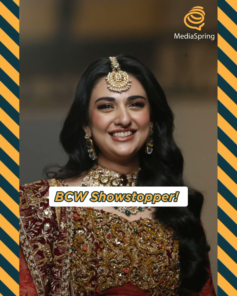 MediaSpringPk's tweet photo. Simply breathtaking! #SarahKhan stole hearts as she graced the runway, dazzling as the showstopper for Musferah Saad at the @bcwpakistan 2023 finale. ✨💃

More ▶️ https://t.co/0PfDxk7Q8J #PHBCW https://t.co/rbIFCsjTDM