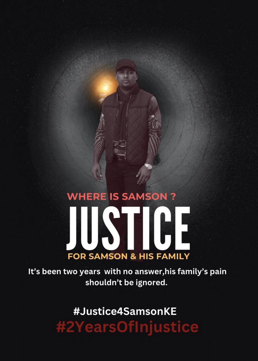 #RightToFairTrial: Samson's Right Must Be Respected.

Every individual deserves a fair trial. It's been over 2 years, Samson's family still doesn't know his whereabouts. 

Please ensure justice is served Samson’s  rights are upheld. @UN_HRC @UN @hrw @USUN

 #Justice4SamsonKE