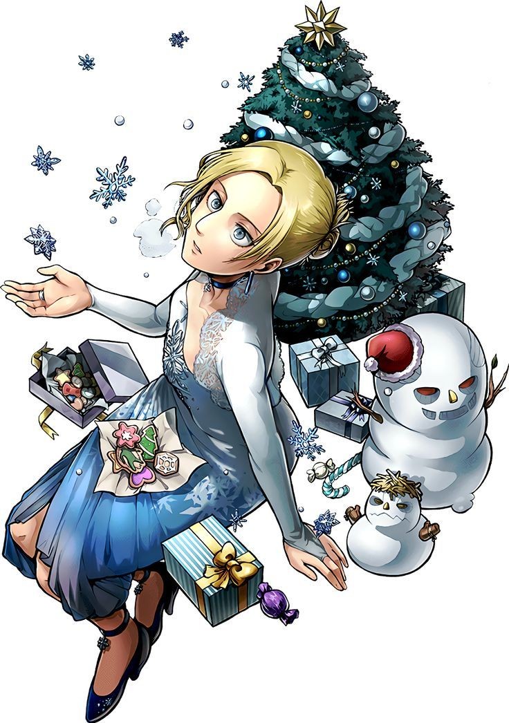 aruanicentric's tweet photo. Armin and Annie matching outfits for Attack on Titan: Tactics (Winter Holiday Event) https://t.co/JfiM9JKN4L