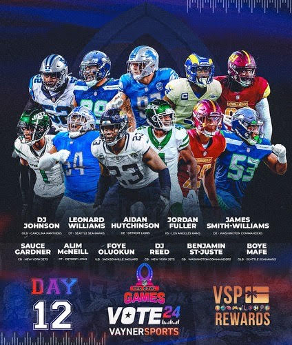 ProBowl Votes count double today!

RETWEET this tweet for an entry to win a <a href="/DegenToonz/">Degen Toonz</a>  NFT owned by <a href="/ajv/">AJ Vaynerchuk</a> 

Help our <a href="/vaynersports/">VaynerSports</a> athletes make it to the ProBowl 

#ProBowlVote Sauce Gardner 
#ProBowlVote DJ Reed
#ProBowlVote Foye Oluokun
#ProBowlVote Leonard Williams