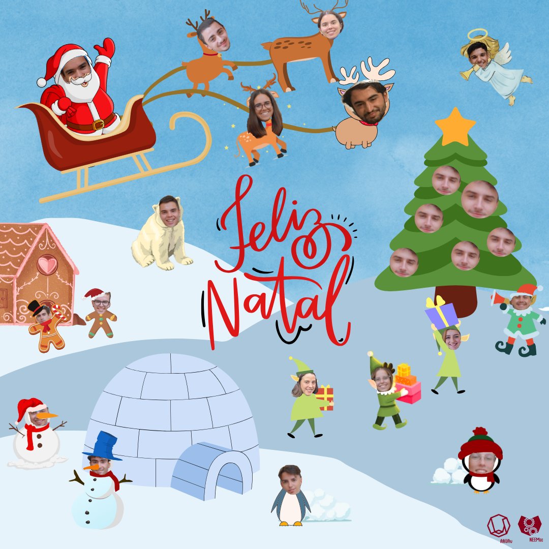 A equipa do NEEMec deseja a todos um feliz Natal e que, para além de muitos 9.5's, o ano de 2024 vos traga muitos finos, bifanas, porcas e parafusos! 🧡🩵