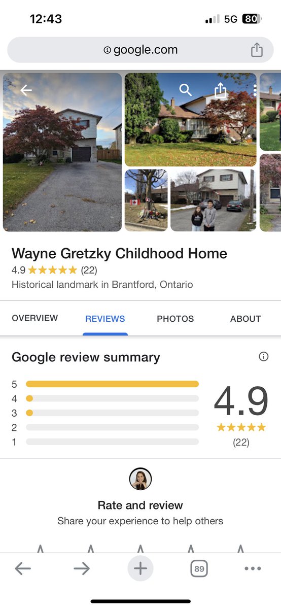 Wayne Gretzky’s childhood home has a 4.9 rating on Google.