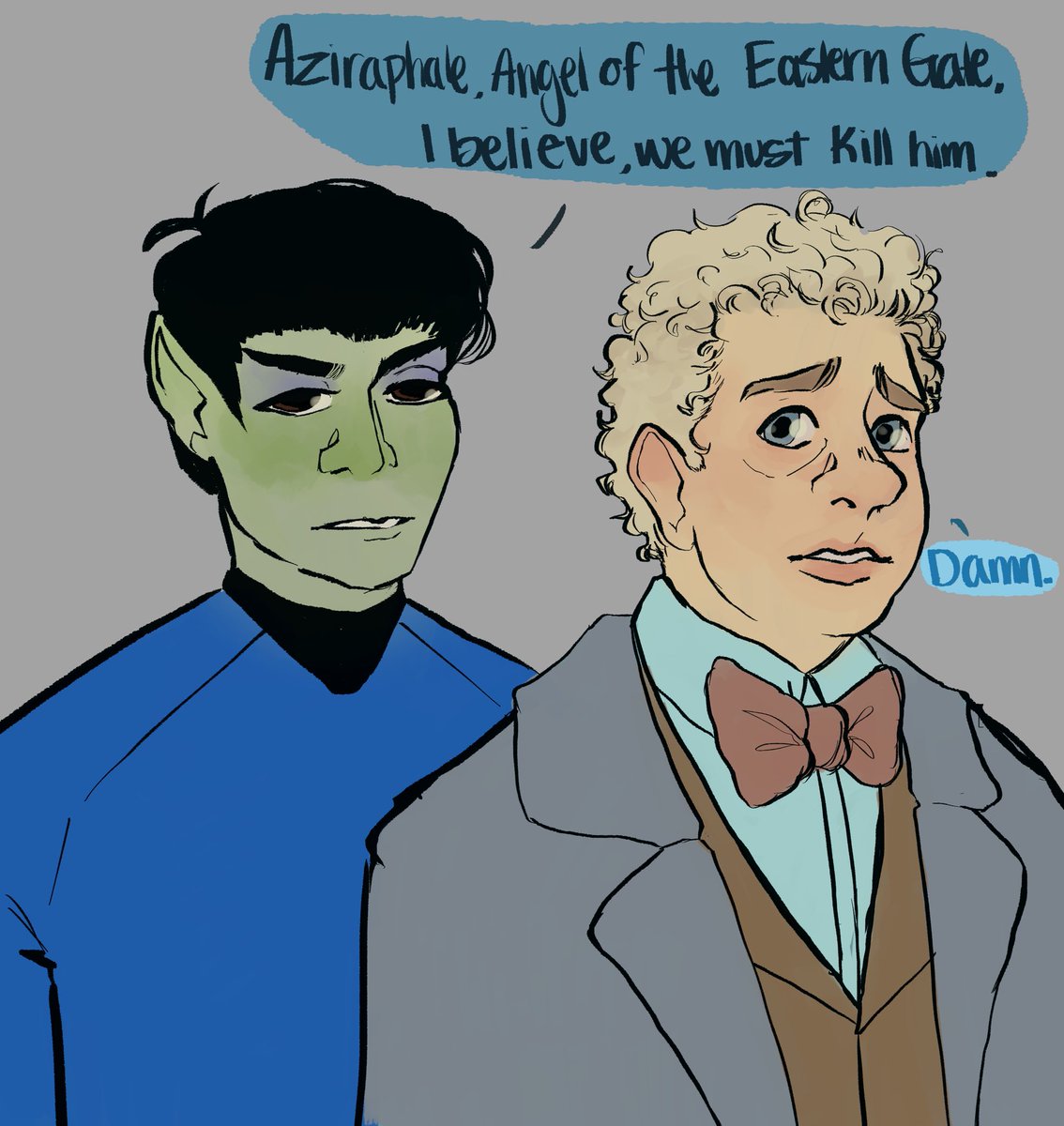 Claycore's tweet photo. That one trend but they are my comfort characters
#spockfanart #Aziraphale #StarTrek #gofanart https://t.co/uoH9inK3q4