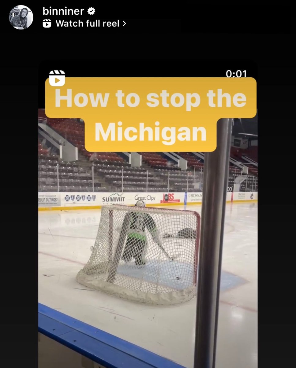 Sportsnet's tweet photo. Jordan Binnington posted this to his Instagram Story after Connor Bedard's Michigan goal. 😂

(via binniner/IG) https://t.co/EyDlJxaVUW