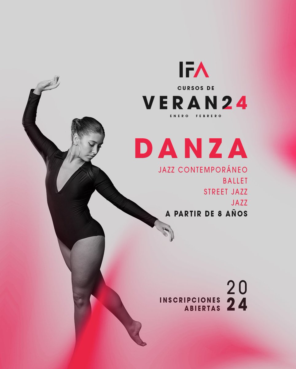 IFAinstitutoM's tweet photo. Verano 2024.
Ballet / Jazz Contemporáneo / Street Jazz / Jazz.
Niños / Adolescentes / Adultos https://t.co/P692Ry0SBg