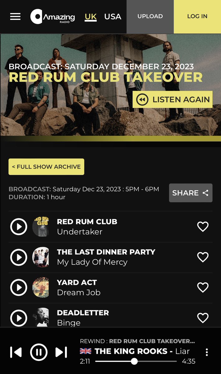 Huge thank you to those cool cats in @RedRumClub for including Liar in their @amazingradio takeover show. We appreciate the love guys ❤️