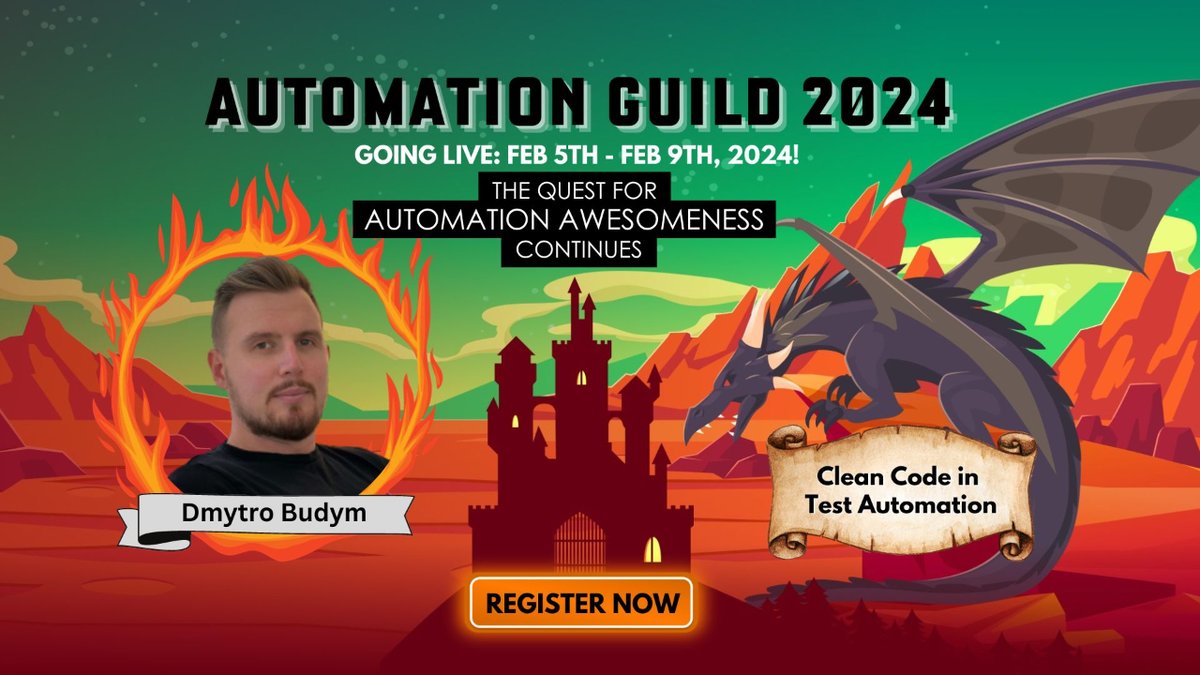 testguilds's tweet photo. @d_budim's session at #AutomationGuild2024 is a must-see! Get ready for groundbreaking ideas on how to have clean code in #testautomation. Reserve your spot! 👉 https://t.co/1w5uq2iqAR #AG2024 https://t.co/PTvg3eTCx8