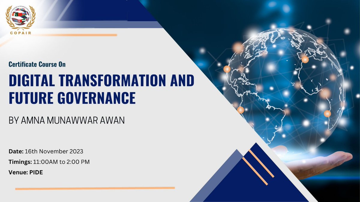 COPAIR (@copairofficial) on Twitter photo COPAIR AND PIDE Certification Course on " Digital Transformation and Future Governance " An overview of Digital Governance with digital tools and innovative strategies addressed by COPAIR President <a href="/AmnaAwanAMGroup/">Amna Munawwar Awan</a> who shared 6 case studies of different sectors of Pakistan COPAIR AND PIDE Certification Course on " Digital Transformation and Future Governance " An overview of Digital Governance with digital tools and innovative strategies addressed by COPAIR President <a href="/AmnaAwanAMGroup/">Amna Munawwar Awan</a> who shared 6 case studies of different sectors of Pakistan