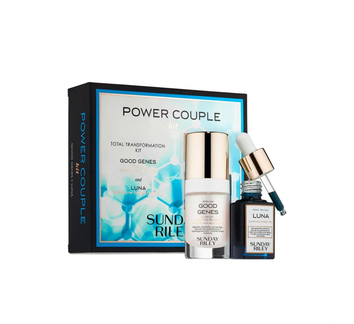 Sunday Riley's Power Couple Duo: Total Transformation Kit! Unleash the power of Good Genes All-In-One Lactic Acid Treatment & Luna Sleeping Night Oil for a radiant complexion.  
BUY HERE: invol.co/clkhpr7
#SundayRiley #PowerCouple #TotalTransformation #GoodGenes #LunaOil