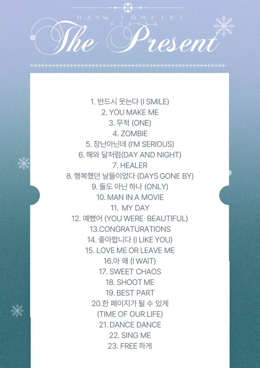 pil_PIL_pil__'s tweet photo. 세삼 셋리 개쩐다
1-11 : 그동안 못보여줬던 새로운곡이랑 익숙한곡들 적당히 섞어서 번갈아가면서 보여줌
12-14 : 데이식스의 에밀레종
15-18 : 다같이 한 번 죽어보자
19-23 : 나오늘집에안갈래 https://t.co/KC9OM3p0KY