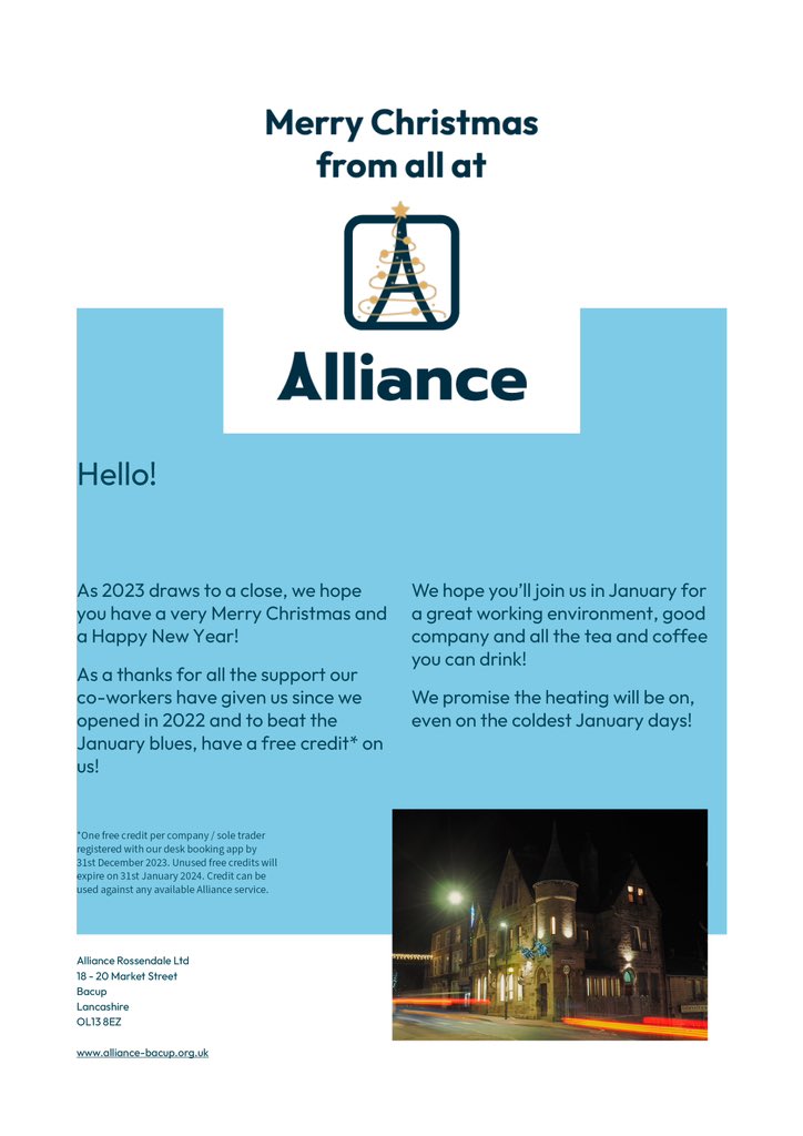 Happy Christmas all, hope to see you at Alliance in January 😊