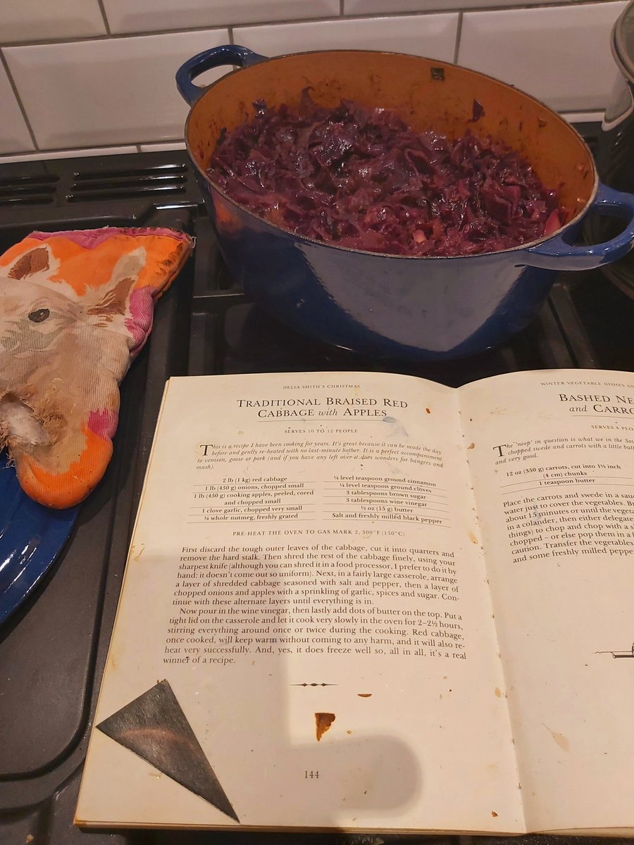 The only bit of Christmas Dinner I'm let loose on is Delia's red cabbage. Kitchen porter duties from now on in.