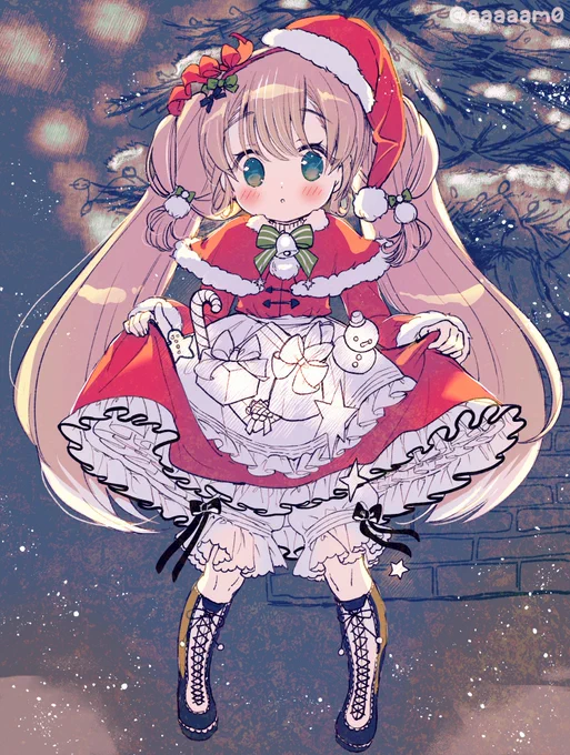サンタさんの格好してきたのに、プレゼントいっぱいもらっちゃった女の子落書き #創作 #クリスマス