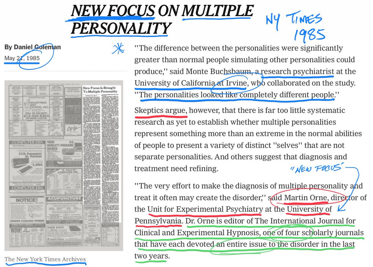 realsarahvernon's tweet photo. @BrianRoemmele “The very effort to make the diagnosis of multiple personality and treat it often may create the disorder.”
– Martin Orne, SRA-denier
7 years before he founded the False Memory Syndrome Foundation #FMSF (1992) w/ Jennifer Freyd’s #Stanford parents & Elizabeth Loftus #UCIrvine https://t.co/WP5medUNHS