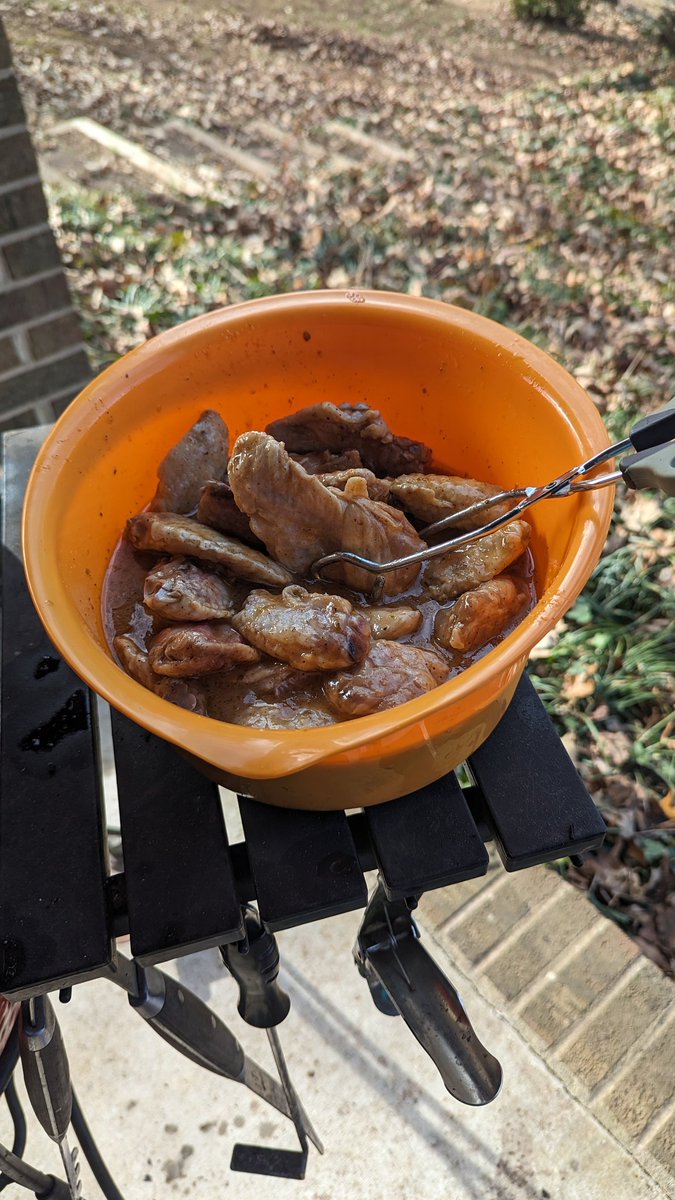 The171Hitman's tweet photo. Cajun smoke wings! Waiting on the game. You know ur jealous!
#DeadPoolApproved
#FinsUp
#KamadoJoe https://t.co/jzlJCMkDOR