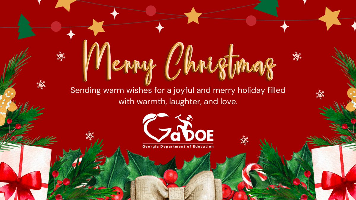 georgiadeptofed's tweet photo. May the magic of Christmas fill your heart and home with joy and warmth. Wishing you a Merry Christmas and Happy Holidays from our GaDOE family to yours! 🎄🎅🎁#MerryChristmas https://t.co/v8eyvYSTqT
