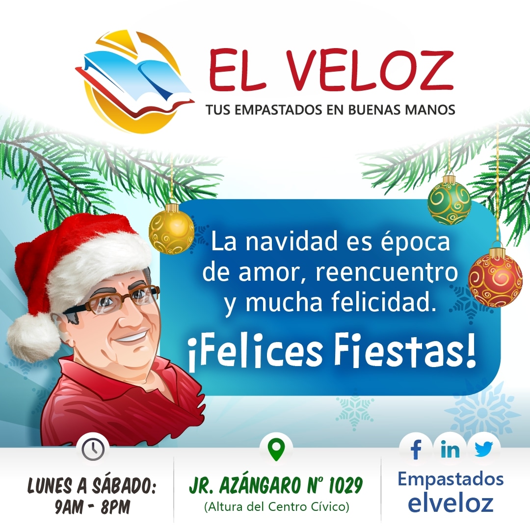 EmpElVeloz's tweet photo. 🎅🎄❤️ Feliz Navidad, te desea "Empastados El Veloz". ✨

#ElVeloz #FelicesFiestas #FelizNavidad #Navidad #NocheBuena #Familia #empastados #Contabilidad #Educación #SUNEDU #ULIMA #Perú #USIL #UDEP #UPC #Educación #UNAC #PUCP #libro #UNMSM #upc #promociones #UNALM #up #UTP #UCV https://t.co/bv9JD76vMA