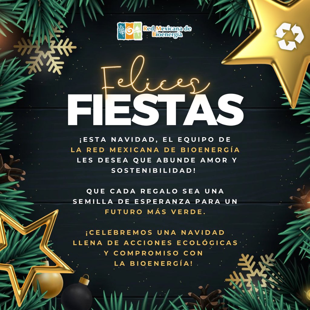 REMBIO_AC's tweet photo. 🌟 En esta mágica época navideña, La Red Mexicana de Bioenergía agradece a todos nuestros socios y seguidores por un año lleno de colaboración y compromiso. 

¡Feliz Navidad y próspero 2024! 🌱✨ 

#NavidadBioenergía #Sostenibilidad 🌐🎁 https://t.co/Hk96nx5xoS