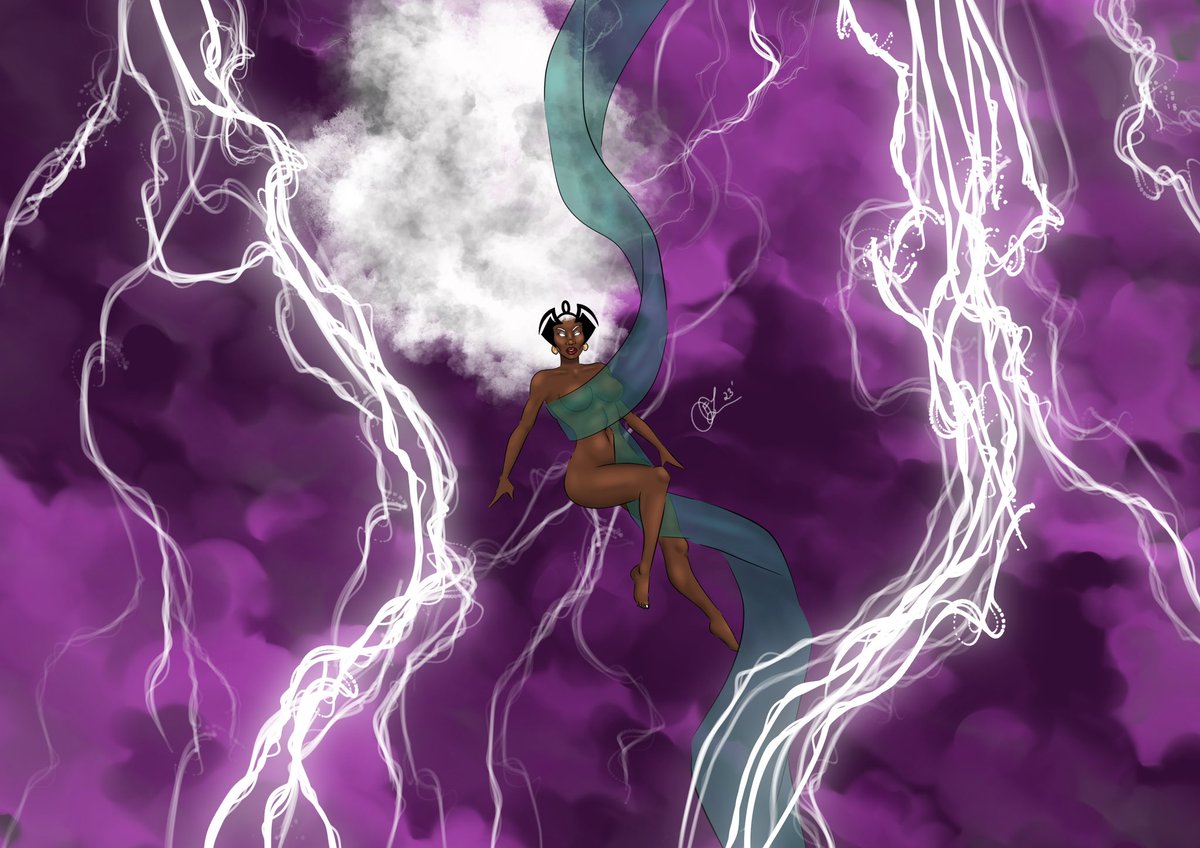 ArtStormBro's tweet photo. May the Goddess bless you 💕 I am trying out a new way of drawing lightning. Hope you like 🥰 #ororomunroe #xspoilers #storm #marvel #xmen #procreateart #Wolverine #jeangrey #marvelstorm https://t.co/wSvTcSJyAO