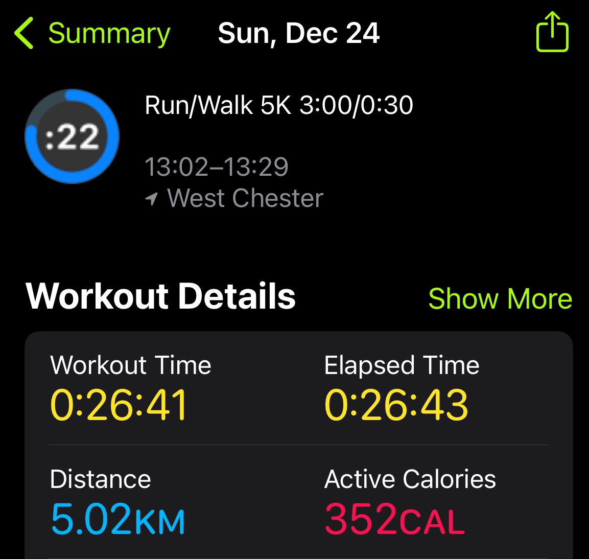 Christmas Eve 5K. New PR! 26:41 Run Walk Run @jeffgallowayolympian #running #runwalkrun #brandywinevalley #brandywine #chestercounty #chestercountypa #chescopa #westchesterpa #wcpa #huntcountry #wyethcountry #chaddsford #pennsylvania #bekindtosomeone #buildondoing #justdoit