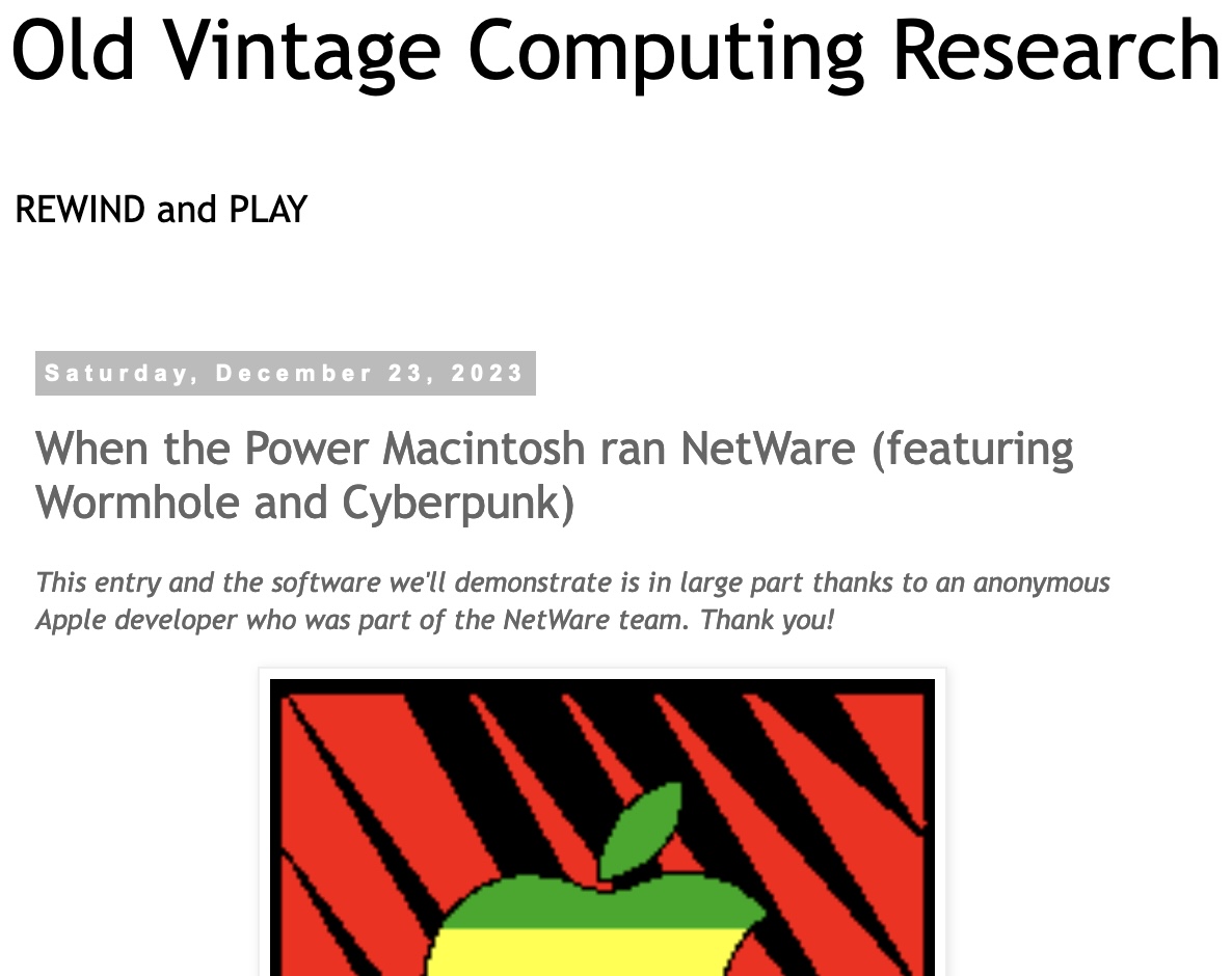 mpc7500v2's tweet image. When the #PowerMacintosh ran #NetWare (featuring #Wormhole / #DeepSpaceNine and #Cyberpunk)
oldvcr.blogspot.com/2023/12/when-p…

#Apple #Novell #PowerMacintosh6100 #MacintoshPerforma6116CD #StarTrekProject #PowerPC #PowerOpenABI #PowerSurgeDevelopment