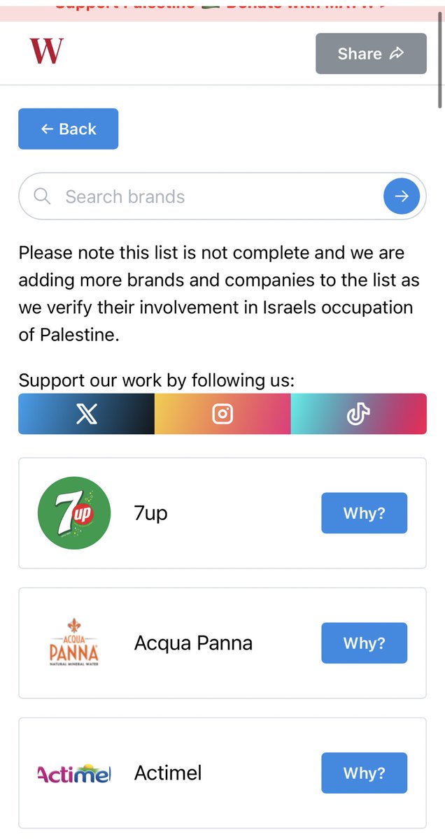 You guys can use these websites: 
 📎boycott.thewitness (will tell you why we boycott) or bdnassh to check if a brand supports the occupation of Palestine. all you have to do is write the name of the brand in the search and it will tell you  📎 bdnaash.com
