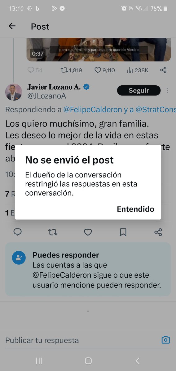 Porque será que este pedacito de humano restringe comentarios?
<a href="/FelipeCalderon/">Felipe Calderón 🇲🇽🇺🇦</a>, solo a los que el diga, como el #sacodepus, que dice que los quiere mucho...uuuy yo que les iba a desear felices fiestas, aunque esté lejos de "su patria"
