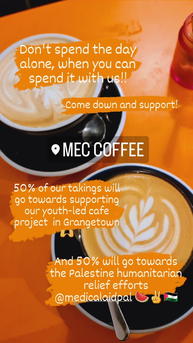 ☕️MEC X BOSS & BREW X TTG ☕️
☕️ TAKEOVER X FUNDRAISER ☕️

Whether you celebrate Xmas tomorrow or not, DON'T SPEND IT ALONE! Come have a coffee with us as we takeover one of Cardiffs best Indie coffee shops!

All proceeds donated to Medical Aid for 🇵🇸 & our youthled cafe project✌️
