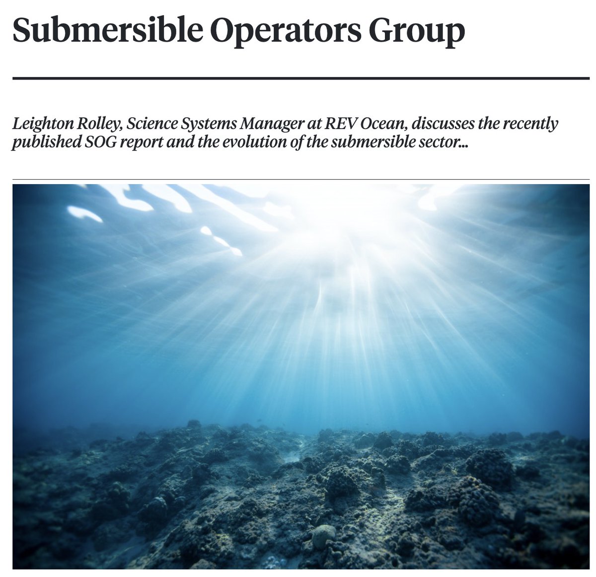 💦 Great article featuring Leighton Rolley, discussing the recently formed submersible operators group (SOG) and the importance of safety and standards in this sector. 👉 Check it out here: superyachtnews.com/operations/sub…