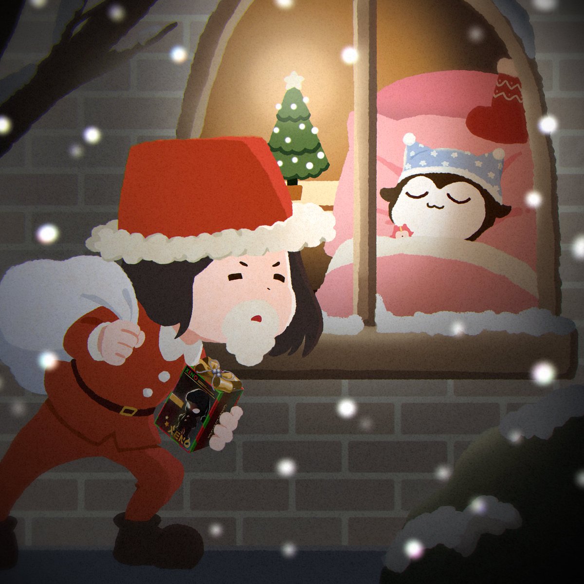 クリスマスはほずみ(P)がやってくる〜🎅🏻🎁

『 プレゼントを楽しみに眠るサイキックとサンタほずみP 』
※出先でiPadしかなかったからいつもと感じ違うよ
 #XENO  #PROJECTXENO
#XENO民に幸運を- ̗̀🎁 ̖́-
#ほずみPに届け
#古瀬さんに届け