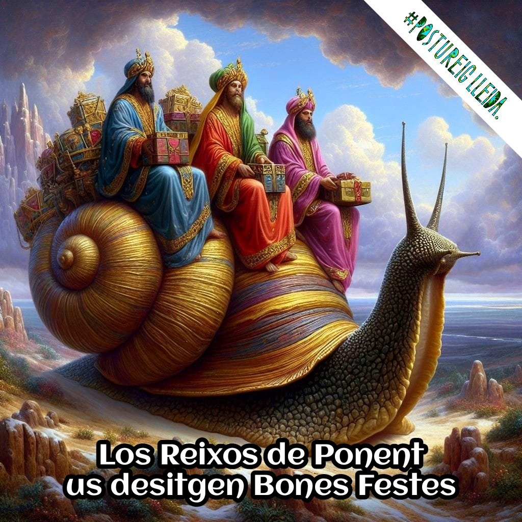 Des de #PostureigLleida, los Reixos de Ponent van arribant poc a poc però sense fre i us desitgen molt Bones Festes! 🐌👑 #Lleidatanament