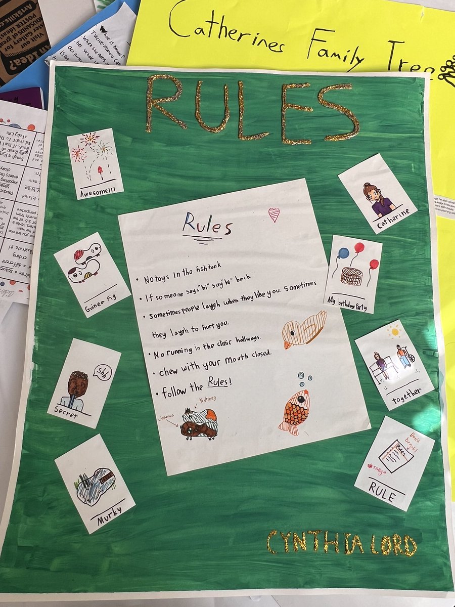 CHES_TAG's tweet image. Turning in the 5th grade RELA projects from the novel study with the book “Rules” - a choice board, so students could decide how to display their learning!!♥️♥️♥️ #chesRubin5 #CHESTAG5 #TAGbestpractices #relaprojects