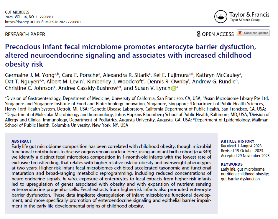 MeghanAzad's tweet photo. Timing is everything.

New study finds "precocious" maturation of gut #microbiome is promoted by formula &amp; linked to later #obesity.  

"Appropriately paced microbiota functional &amp; metabolic development are crucial" - and #breastfeeding is the pacemaker!

https://t.co/PrGoFWqOuo https://t.co/EvOgEFIuqL