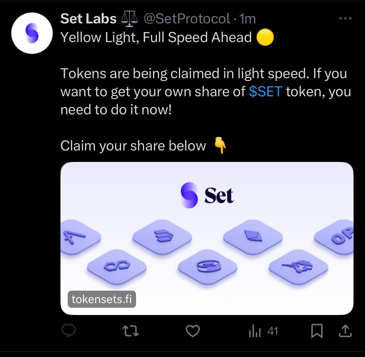 I think @SetProtocol is hacked. Do not click that link.