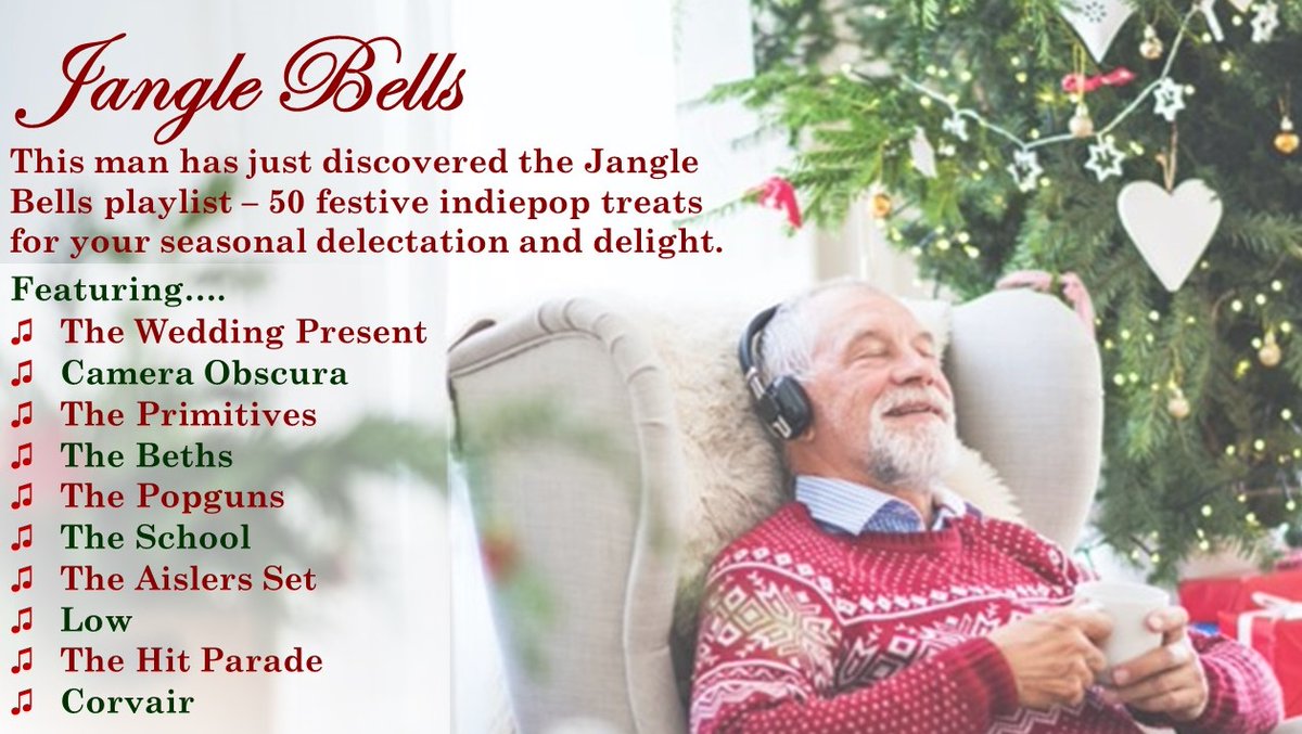 Jangle Bells. 50 festive #indiepop songs curated with love by the Indiepop Hall of Fame. Merry Christmas one and all. 

open.spotify.com/playlist/5wQhL…

Feat. @silverbiplanes @davey_woodward @hannahbarberas @spookschool @lowtheband @jetstream_pony @roguewaveband @TheShopWindow1