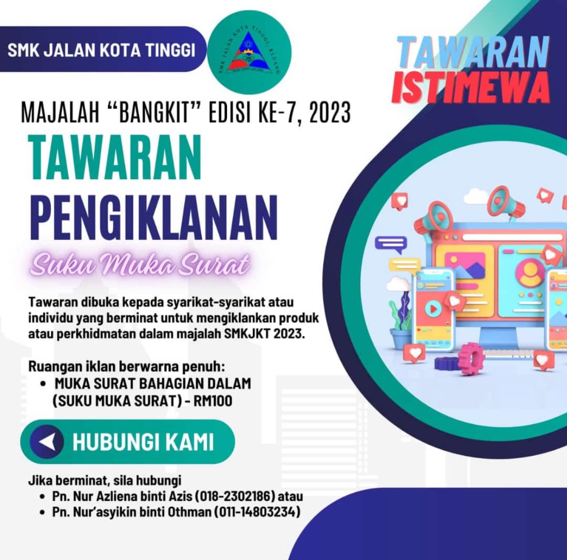 nazurasaid's tweet photo. Morning peeps✨ 

Terbuka kepada mana2 company yang ingin mengiklanlan produk/ perkhidmatan di dalam majalah sekolah kami, boleh hubungi nombor berikut. Tq🫶��

#majalah #magazine #sekolah #company #Advertising https://t.co/ikD4p1O0YT
