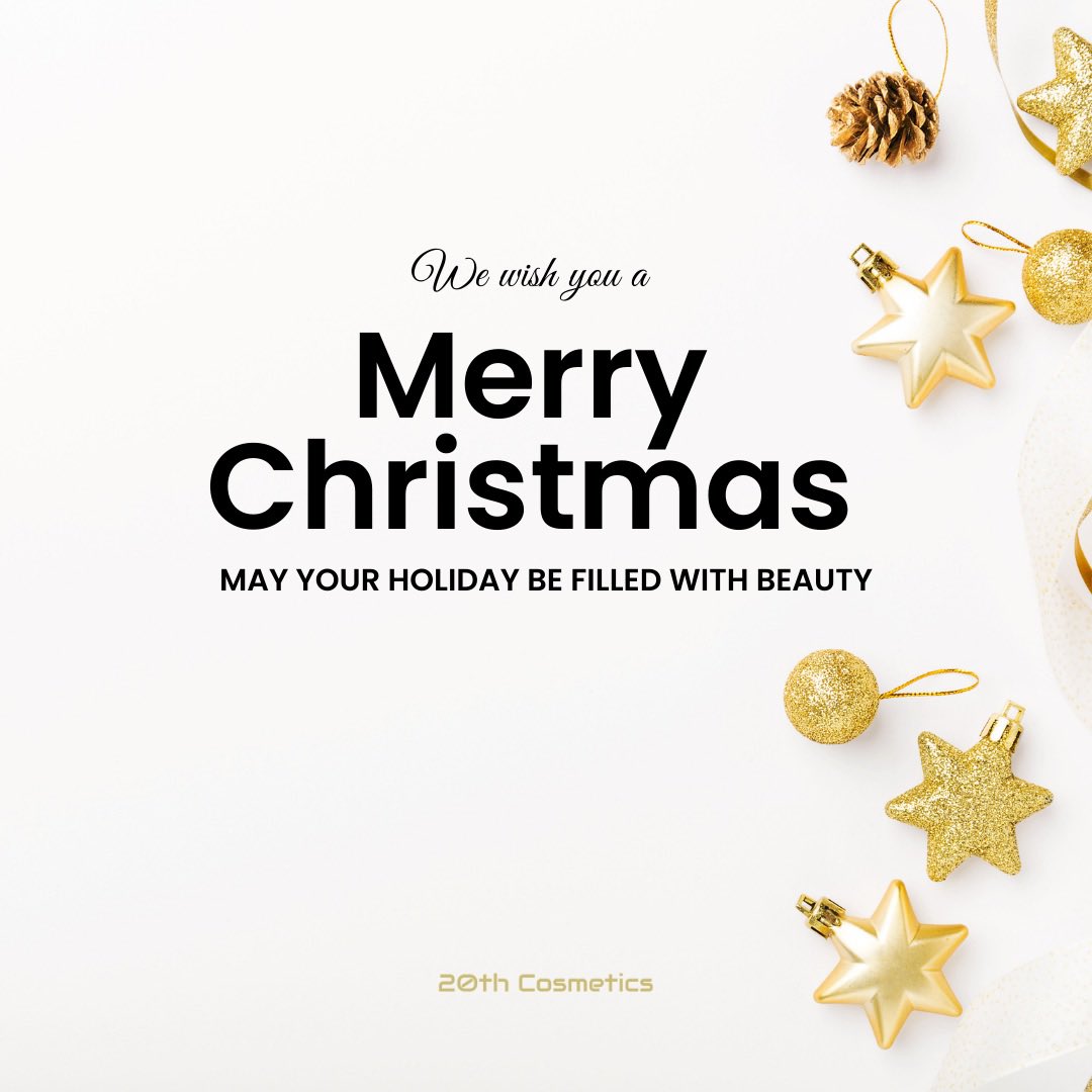 20thCosmetics's tweet photo. We wish you a merry Christmas! May your holiday be filled with beauty and joy 💛 

As we reflect on the year, we extend our heartfelt gratitude for your continued support. Here's to a festive season filled with laughter, and wonderful memories shared with those you hold dear ✨ https://t.co/LGWELYMCOA
