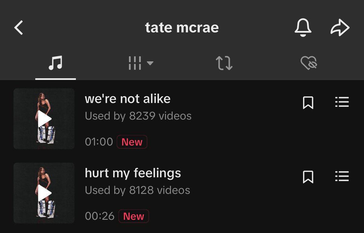 TMUpdater's tweet photo. 🚨| Despite not receiving any promo, ‘we’re not alike’ by @TateMcRae is the most used album track on TikTok from the album ‘Think Later’. https://t.co/OVxEQh30GT