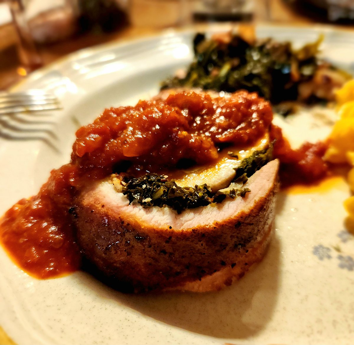 Stuffed Pork Loin w/Roasted Tomato Chipotle Sauce
