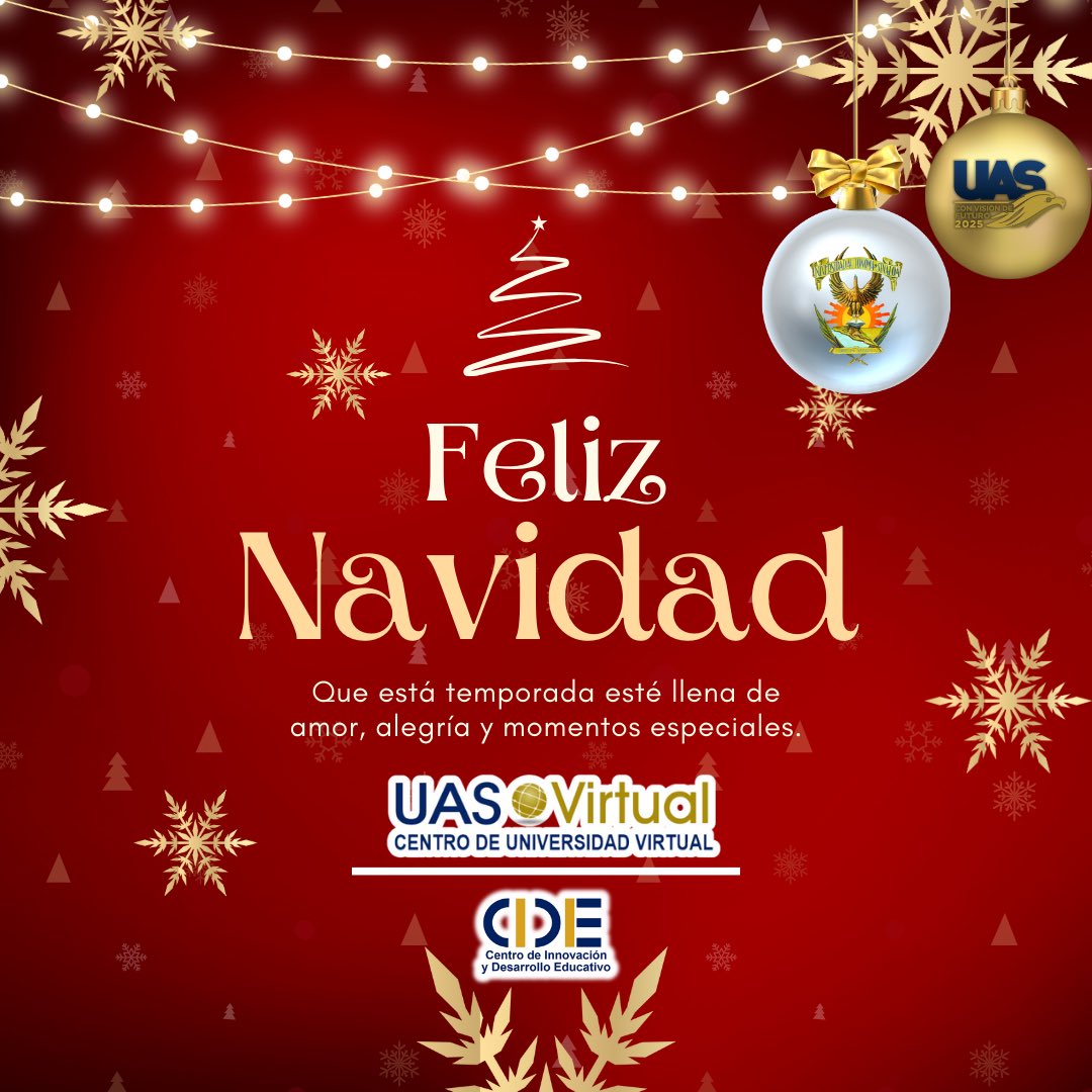 cide_uas's tweet photo. “Bendita sea la fecha que une a todo el mundo en una conspiración de amor”, Hamilton Wright Mabi.

¡SOMOS GRANDES, SOMOS UAS!
¡Y SOMOS UNA GRAN FAMILIA!
FELIZ NAVIDAD🎄🪅✨
#feliznavidad #navidad #merrychristmas #uas #uasvirtual #cideuas https://t.co/nC2s3lBOei