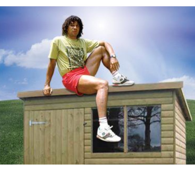 Advent Calendar - Ruud Gullit sitting on a shed. Happy Christmas one and all 🎄🫶🏻 #FatherTed