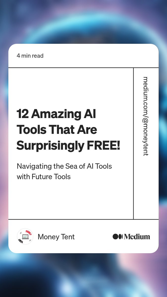 ErrorDrivenDev's tweet image. 12 Amazing AI Tools That Are Free medium.com/@moneytent/12-…
#ArtificialIntelligence #machinelearning
#technology
