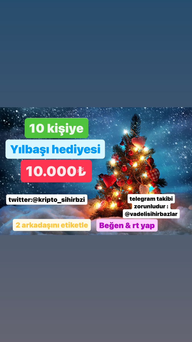 YILBAŞI CEKİLİŞİ 🪄🎩💸

10 kişiye 10.000 TL

KATILIM ŞARTLARI 👇👇
-beni takip et 
-2 arkadasını etiketle 
-Rt, beğeni yorum ile destek ol 
-telegram grubuna katılmak zorunludur!!! 
Telegram linki 👇👇👇
t.me/vadelisihirbaz…

31 ARALIK gecesi sonucları acıklarız