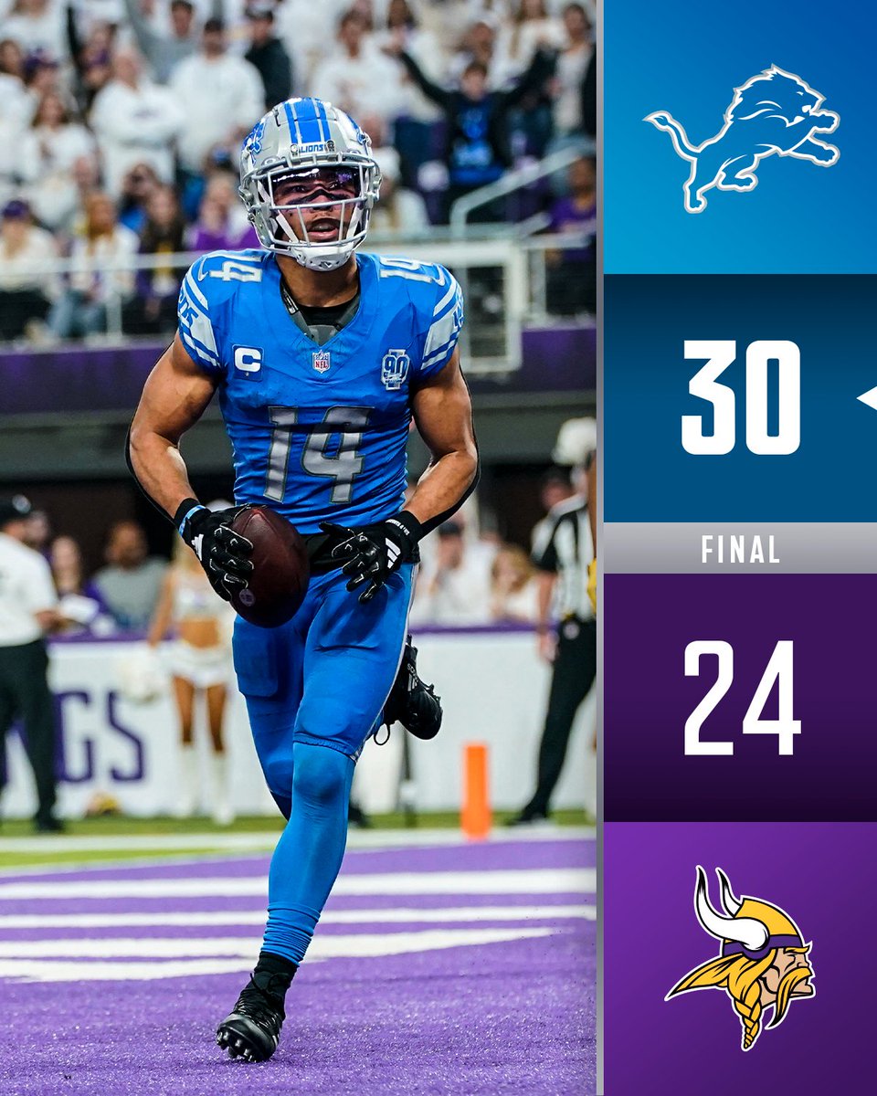 FINAL: @Lions get their 11th win and clinch the division! #DETvsMIN