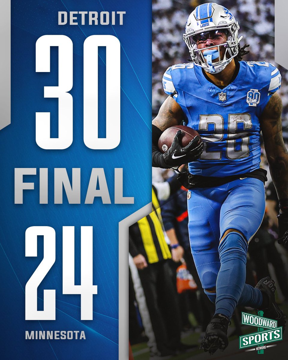 woodwardsports's tweet photo. THE DETROIT LIONS WIN THEIR FIRST DIVISION TITLE SINCE 1993! 

The 2023 NFC North Divisions Champions https://t.co/U0DlB2aYJT