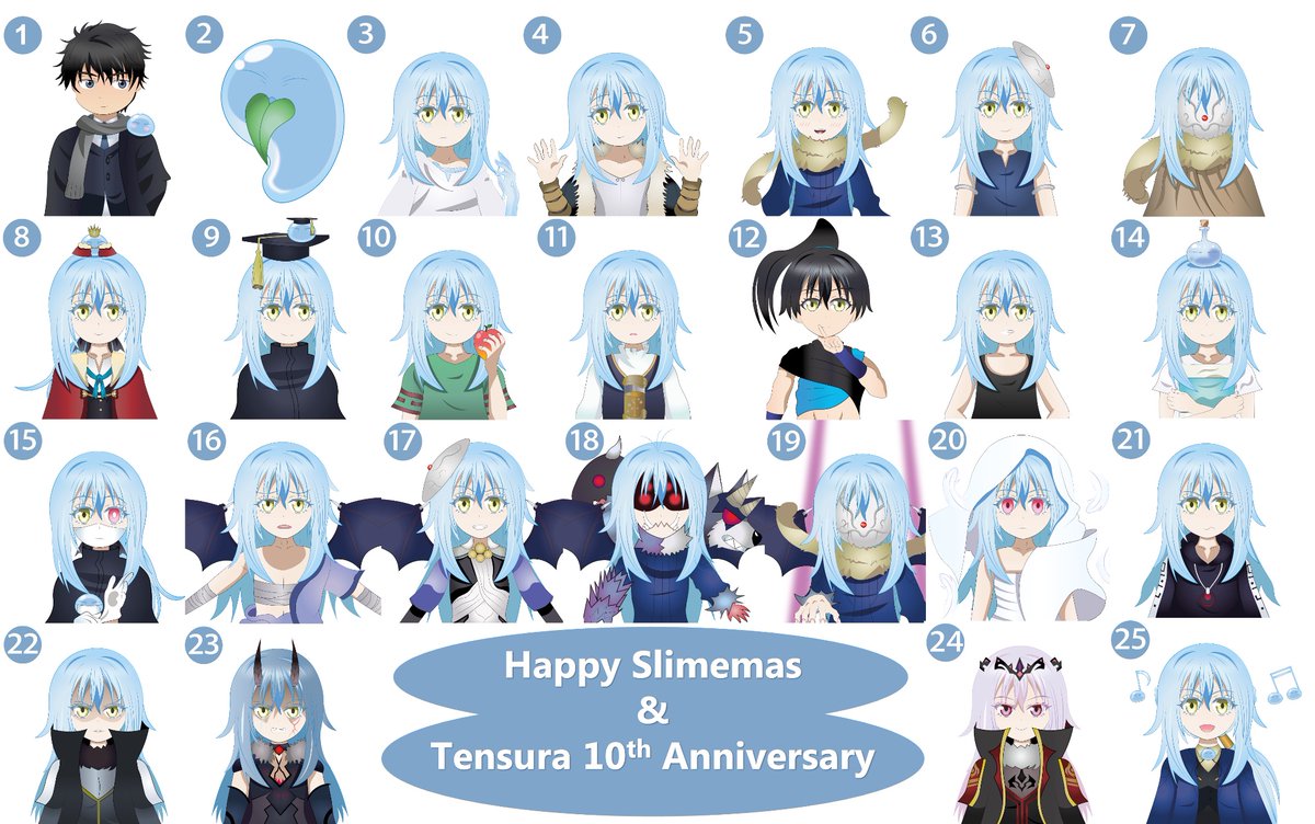 Rimurushion's tweet photo. 💙Happy Slimemas💙
Here is my annual Rimuru Advent Calendar I draw every year. This time it's the 2023 and Tensura 10th edition.
#rimuru #rimurutempest #リムルテンペスト#リムル#転スラ #tensura
#thattimeigotreincarnatedasaslime
#tenseislime #emils #エミルス
#転スラ10thおめでとう https://t.co/K8tAHAw5m7