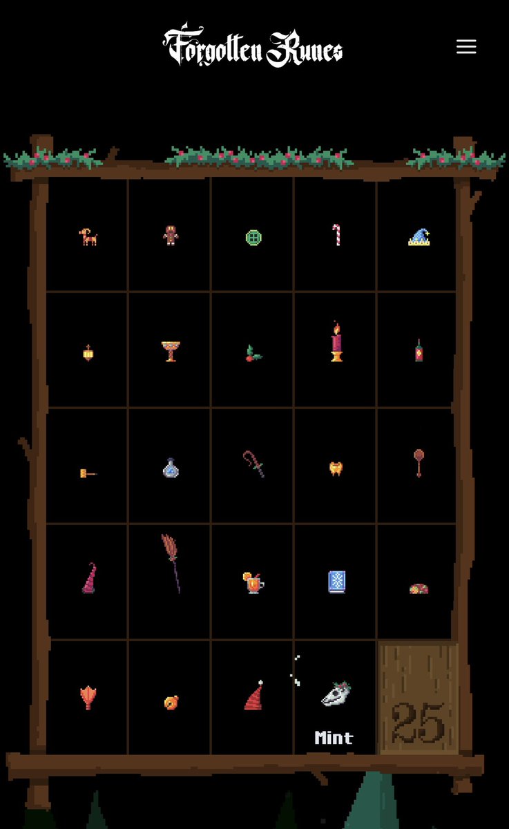 I think I might be the only wizard that’s minted the entire Advent calendar 😂

Will it be a Merry Christmas <a href="/dotta/">dotta</a> <a href="/bearsnake_21/">bearsnake 🍩</a>? 🎄 

@forgottenrunes