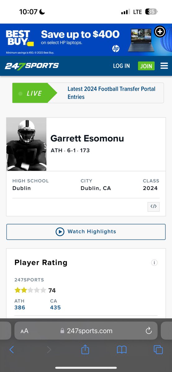 Blessed to be ranked a 2⭐️ athlete! <a href="/BrandonHuffman/">Brandon Huffman</a> <a href="/247Sports/">247Sports</a>
