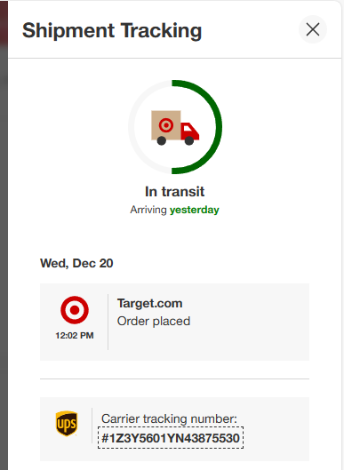 Bass_Ace's tweet photo. @AskTarget It was supposed on the 23rd and hasn't moved yet. Thanks for nothing!!! https://t.co/LoUuK47q8l